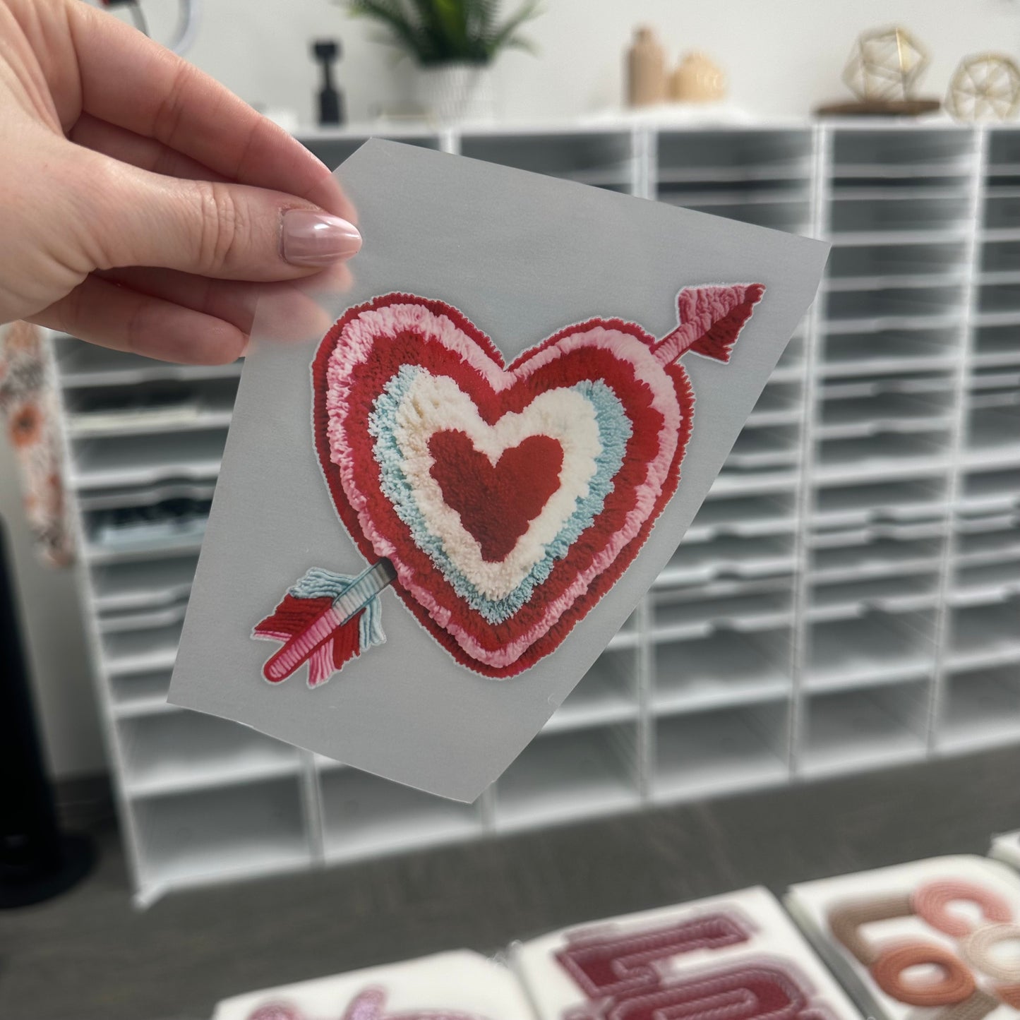 POCKET fluffy faux yarn heart