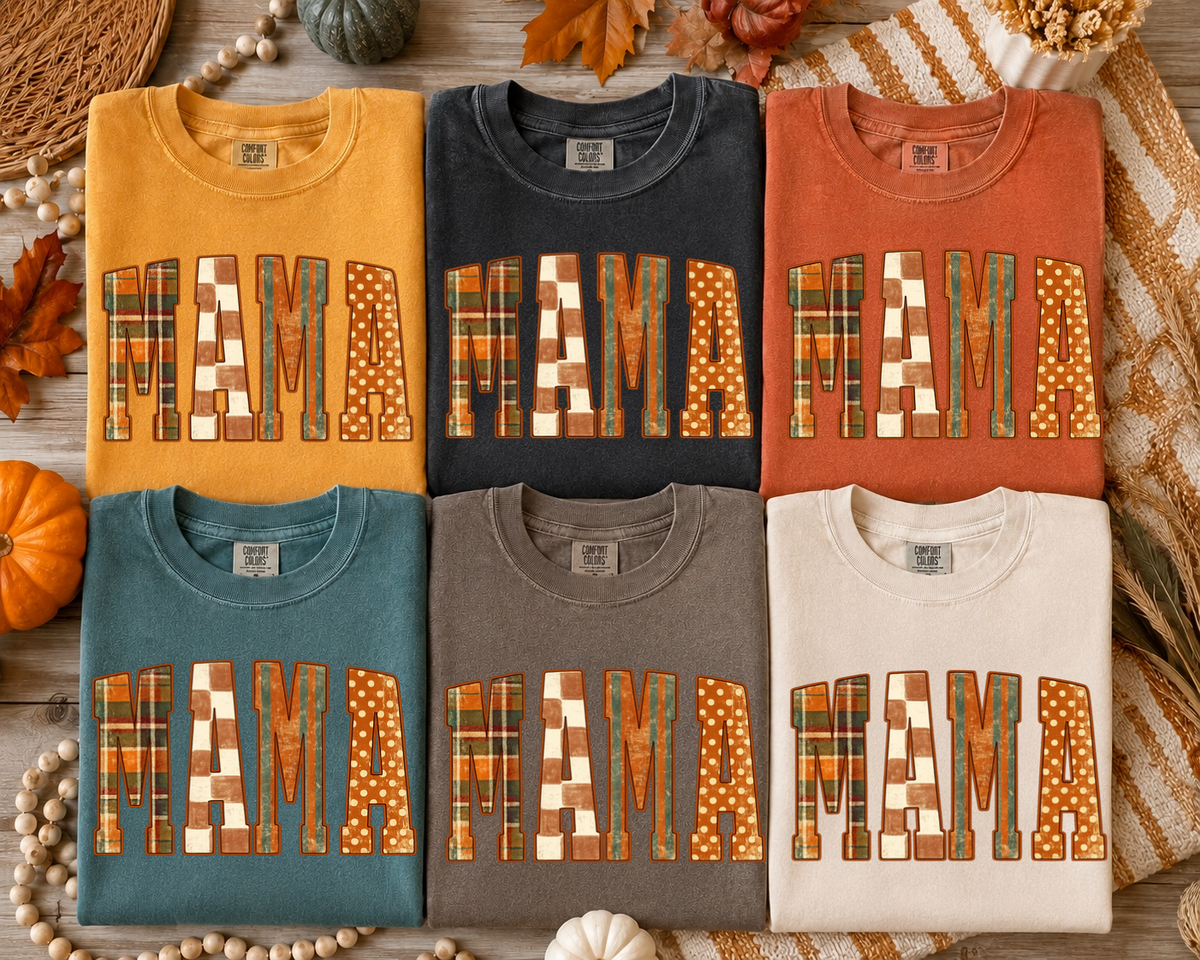 fall plaid MAMA clear film screen print