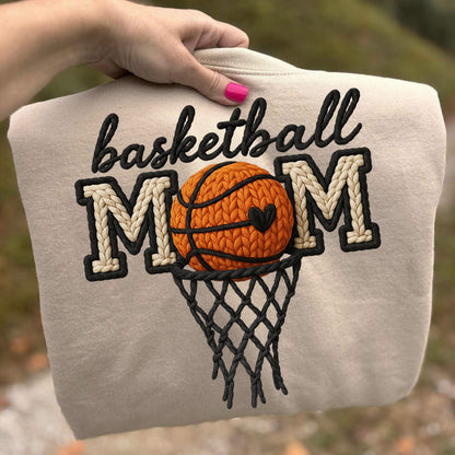 Basketball mom faux yarn clear film screen print
