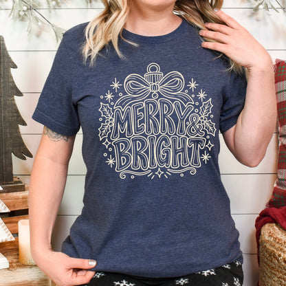 merry & bright beige screen print transfer