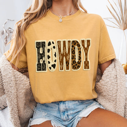 Howdy faux yarn clear film screen print