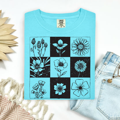 checkered florals screen print transfer•