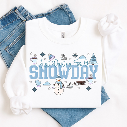 just waiting for a snowday clear film screen print