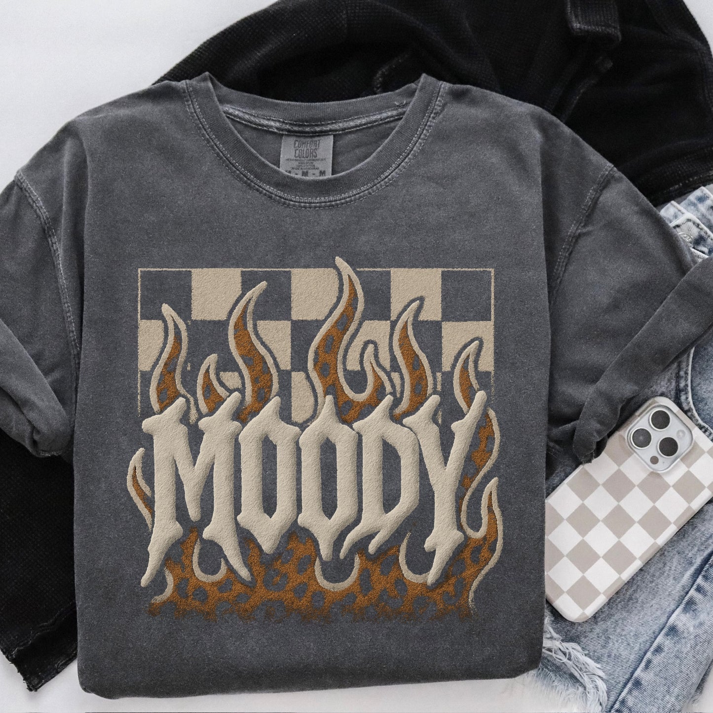 moody faux puff clear film screen print