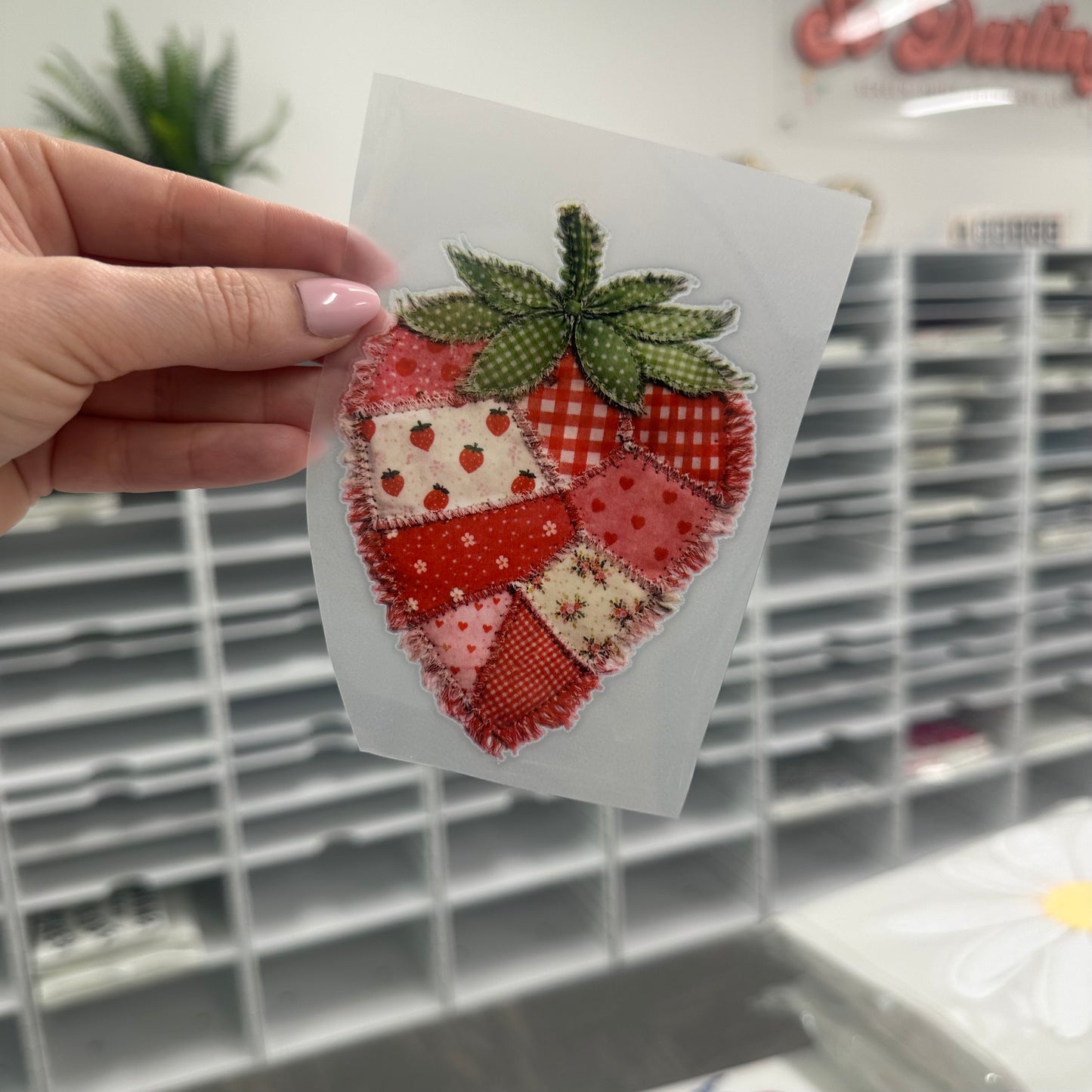 POCKET patchwork strawberry clear film transfer
