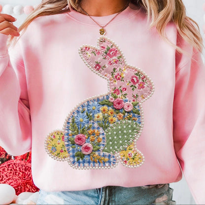 patchwork bunny clear film screen print