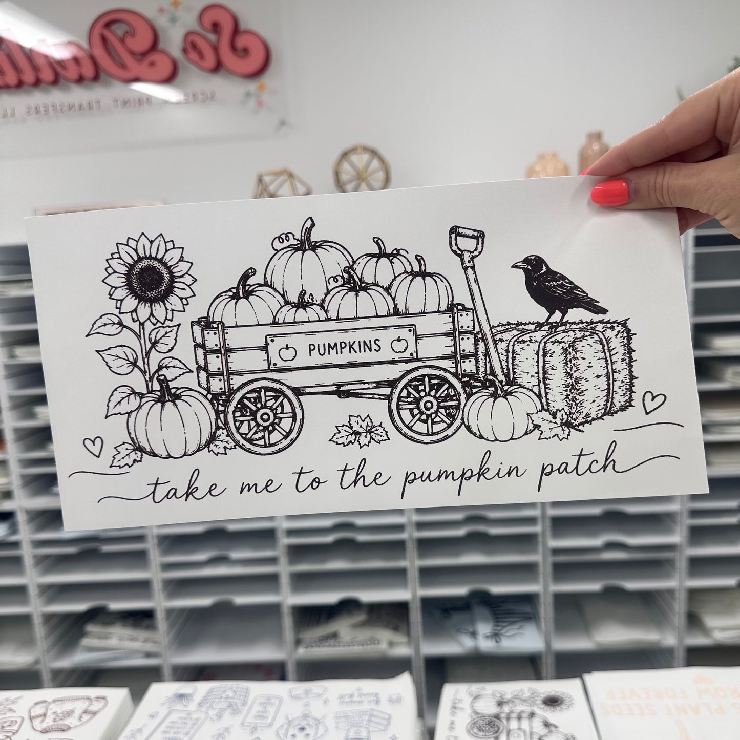 take to the pumpkin patch screen print transfer•