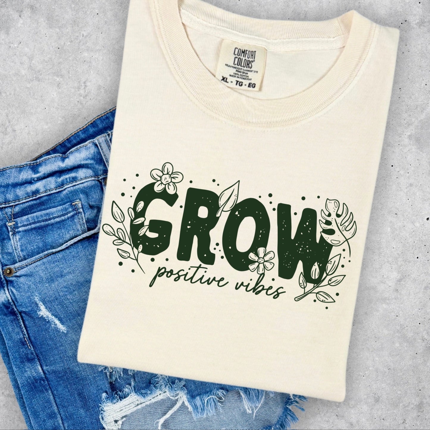 Grow positive vibes screen print transfer