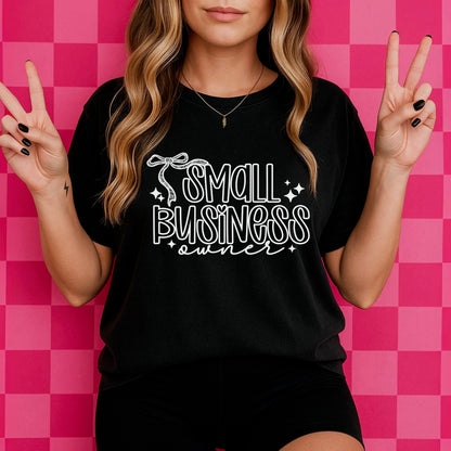 small business owner lace bow screen print transfer