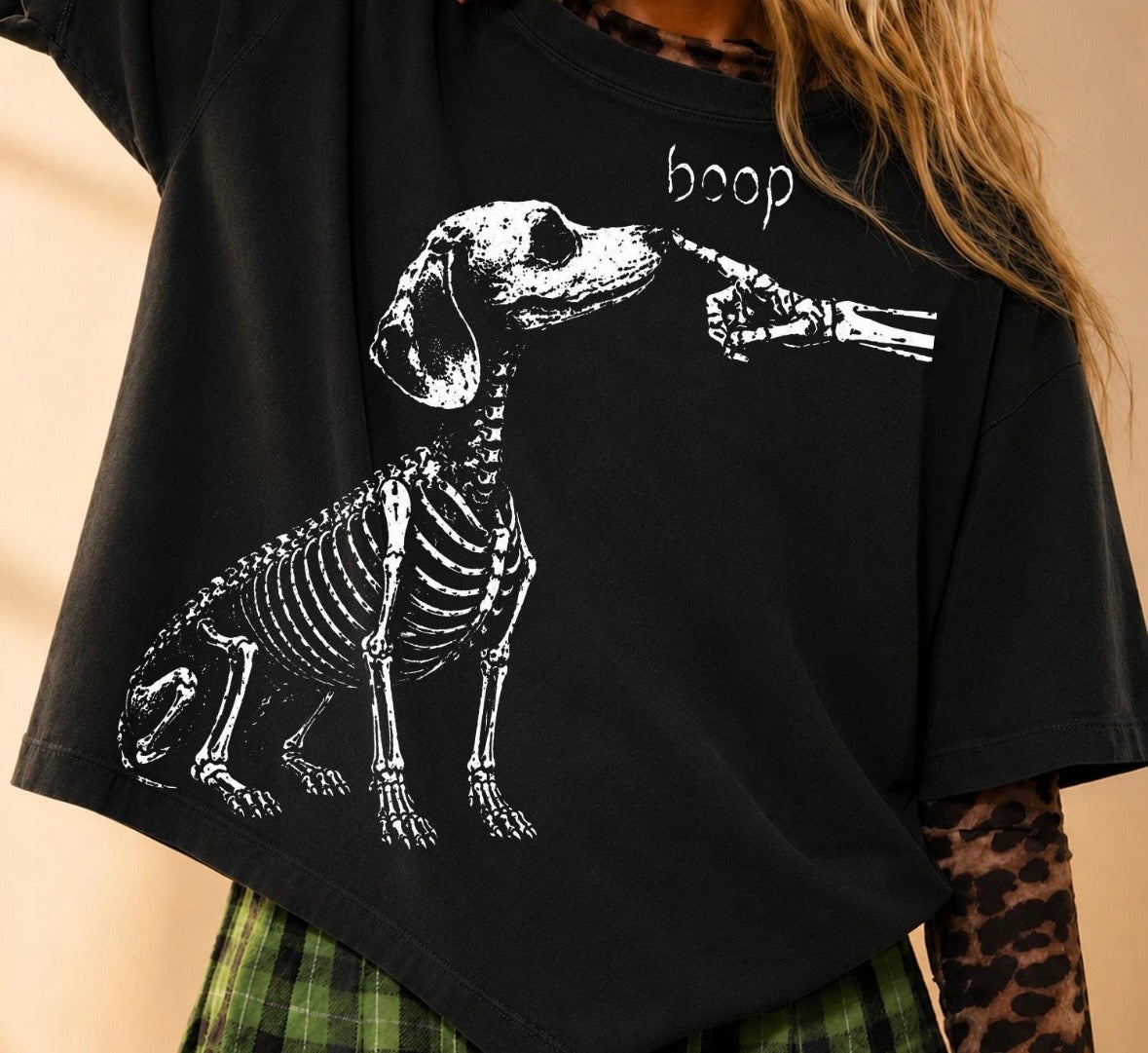 skeleton dog boop screen print transfer