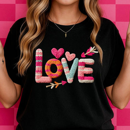 Love faux yarn clear film screen print