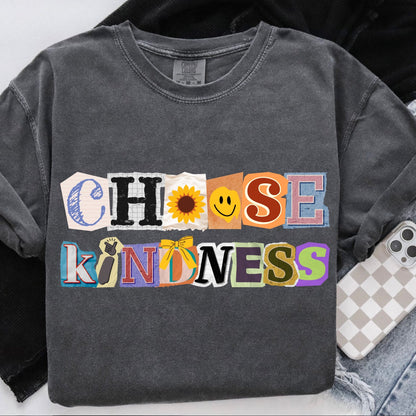 Gray sweatshirt with 'CHOOSE KINDNESS' text on a white background
