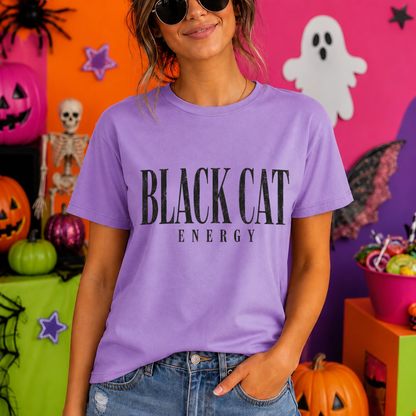 black cat energy screen print transfer