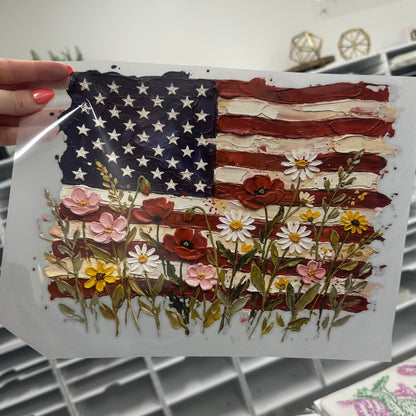 PRE-ORDER floral USA flag DTF 7-10 biz day tat