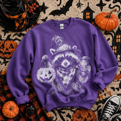 trick or treat raccoon screen print transfer•