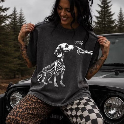 skeleton dog boop screen print transfer