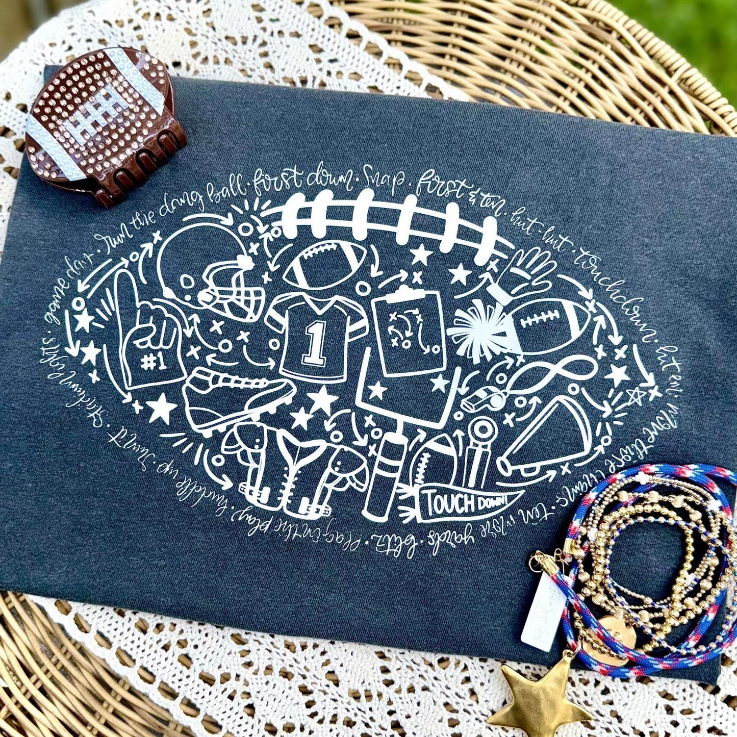 doodle football screen print transfer•