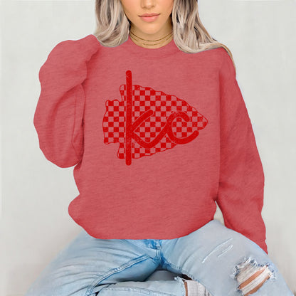 RED checkered arrowhead KC screen print transfer
