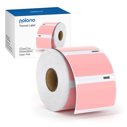 POLONO 2.25”x1.25” Direct Thermal Label, Sticker Labels for Addresses (1000 Labels, Pink)