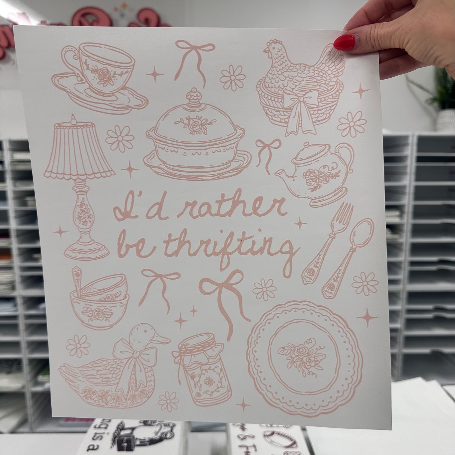 id rather be thrifting screen print transfer•