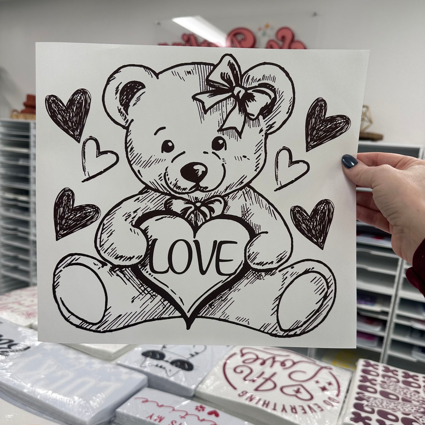 LOVE Teddy Bear screen print transfer