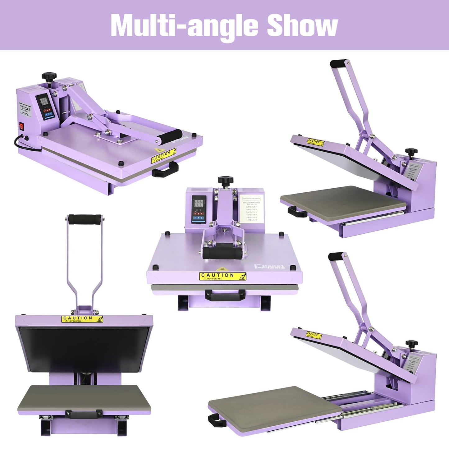 PlanetFlame 15x15 Slide Out Heat Press Machine for T-Shirts, Purple