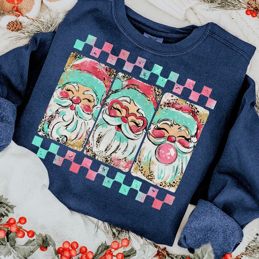 GLITTER Santa trio clear film transfer