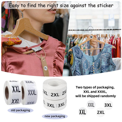 3500 Pcs Clothing Size Stickers, 1 Inch Round Self Adhesive, 7 Sizes XS-S-XXXL for T Shirts (Black)