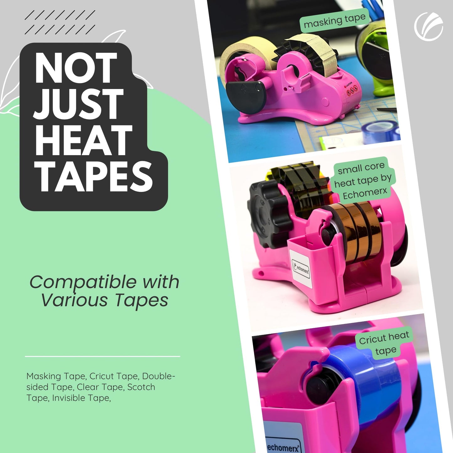 echomerx Original Heat Tape Dispenser Multi-Roll - Pre-Cut Sublimation, Heat Resistant, Heat Transfer