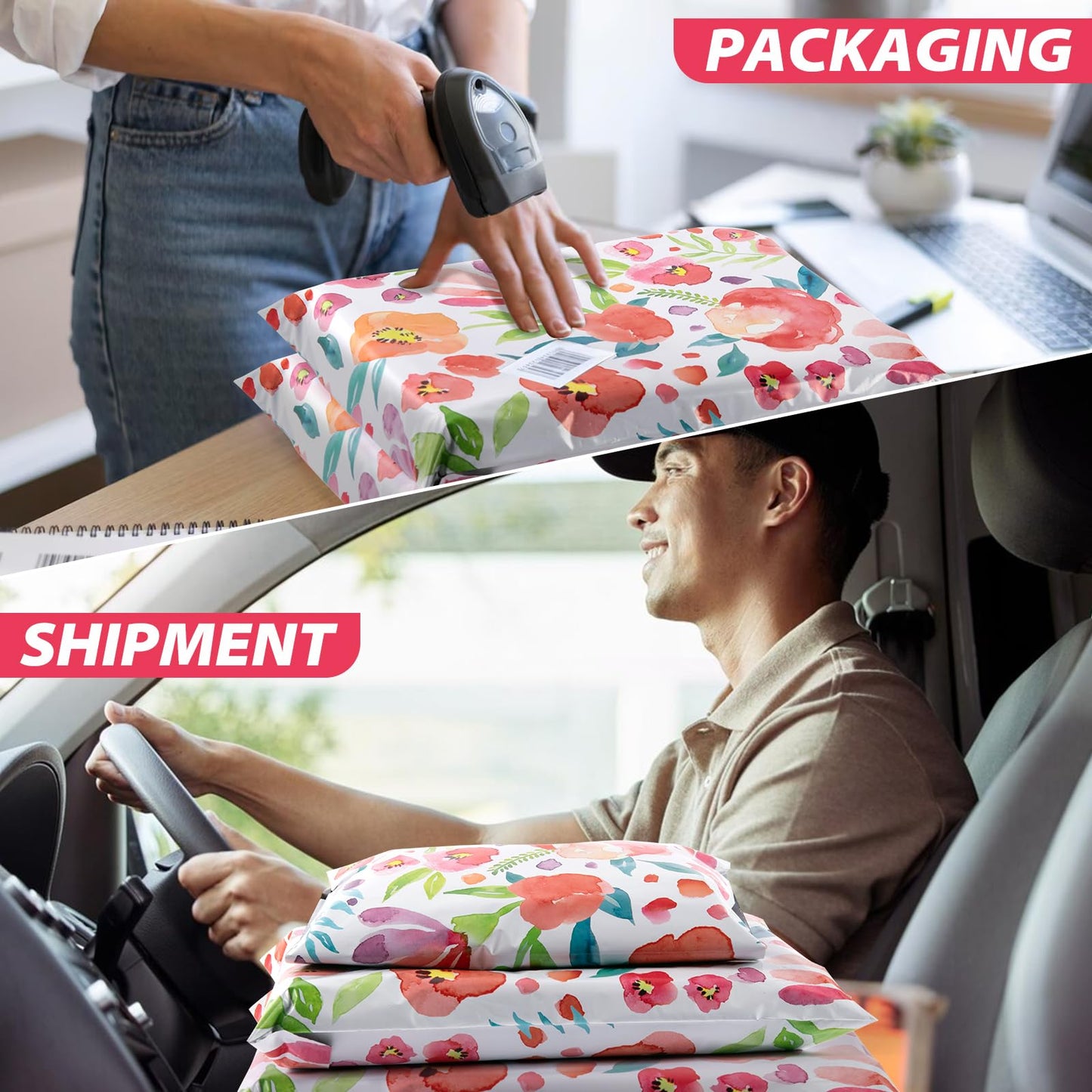 Oududianzi Poly Mailers 10x13, 100PCS Shipping Bags, Self-Seal Mailing Bags