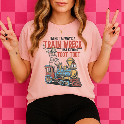 train wreck toot toot clear film screen print
