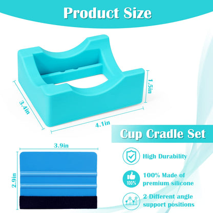 Mity rain Cup Cradle for Tumblers with Squeegee Use to Apply UV DTF Decal