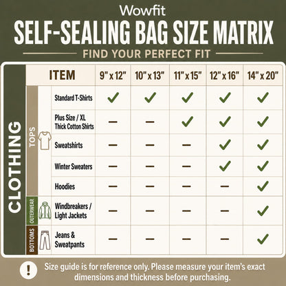 Wowfit 100 CT 10x13 Self Sealing Clear Shirt Bags for Small Business