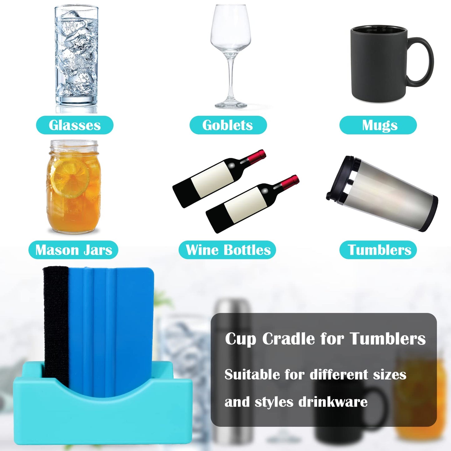 Mity rain Cup Cradle for Tumblers with Squeegee Use to Apply UV DTF Decal