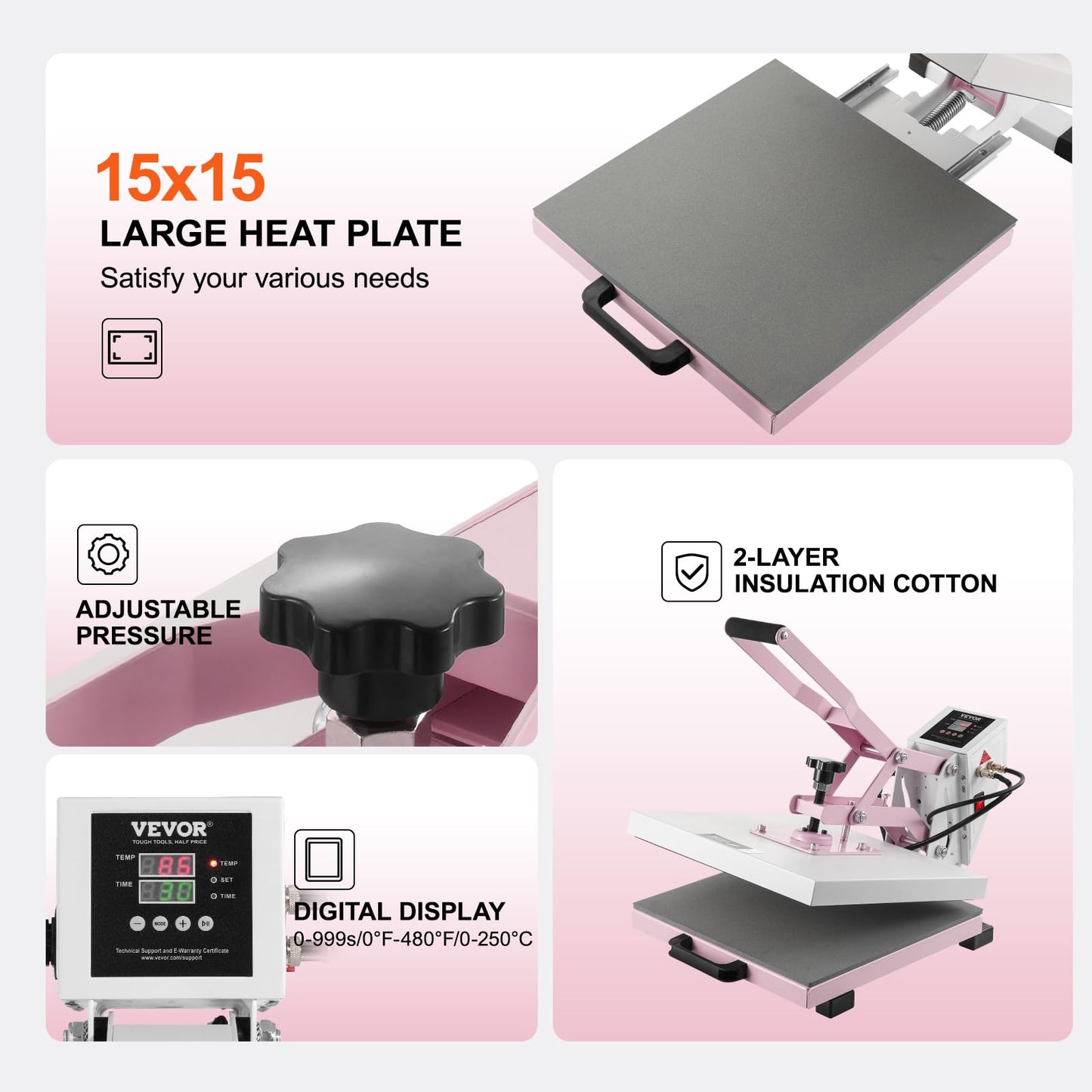 VEVOR Heat Press, 15 x 15 in Digital Heat Press Machine, Slide Out Heat Transfer Machine