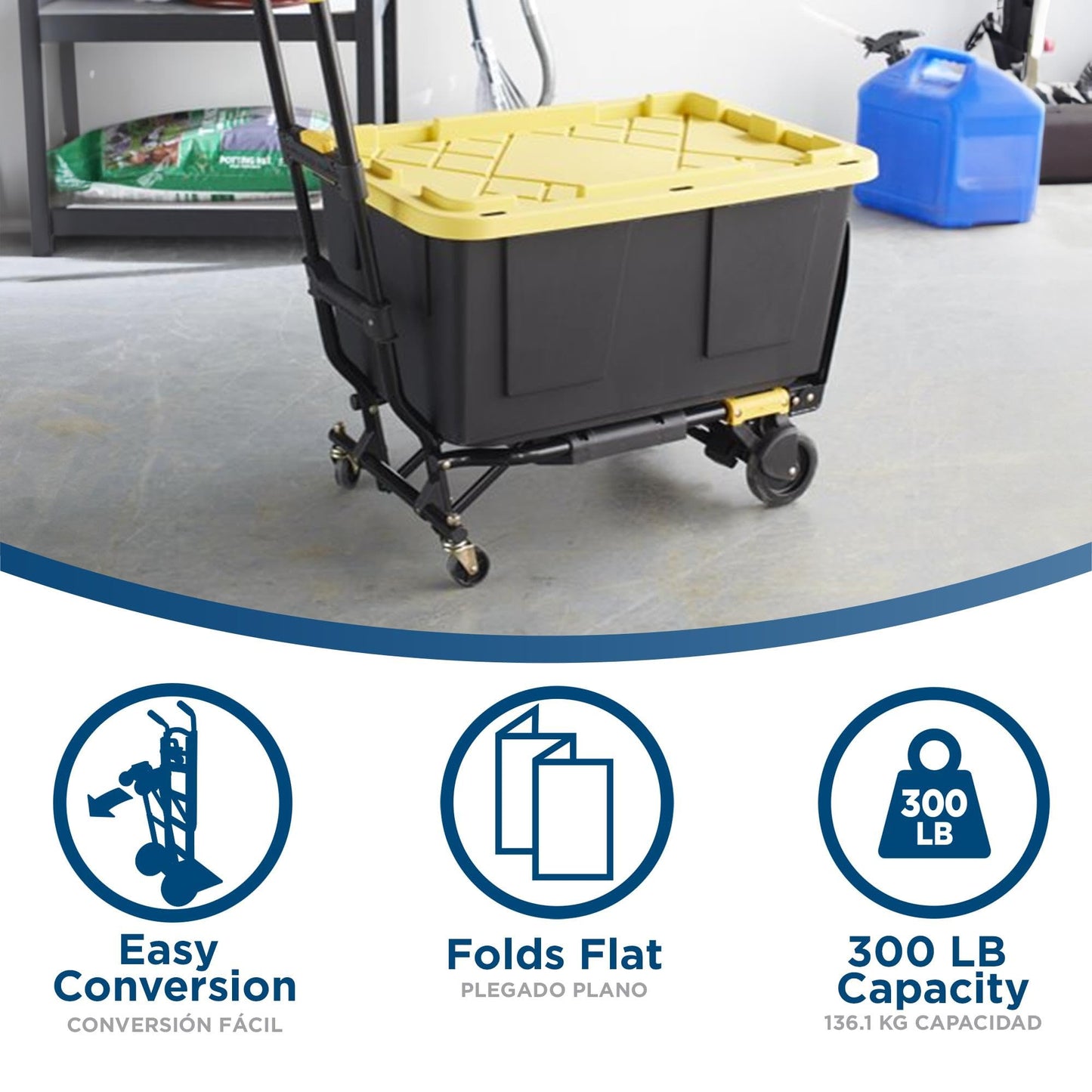 Cosco Shifter Folding Hand Truck/Cart - Heavy Duty Steel Frame, 300lbs Capacity, Black