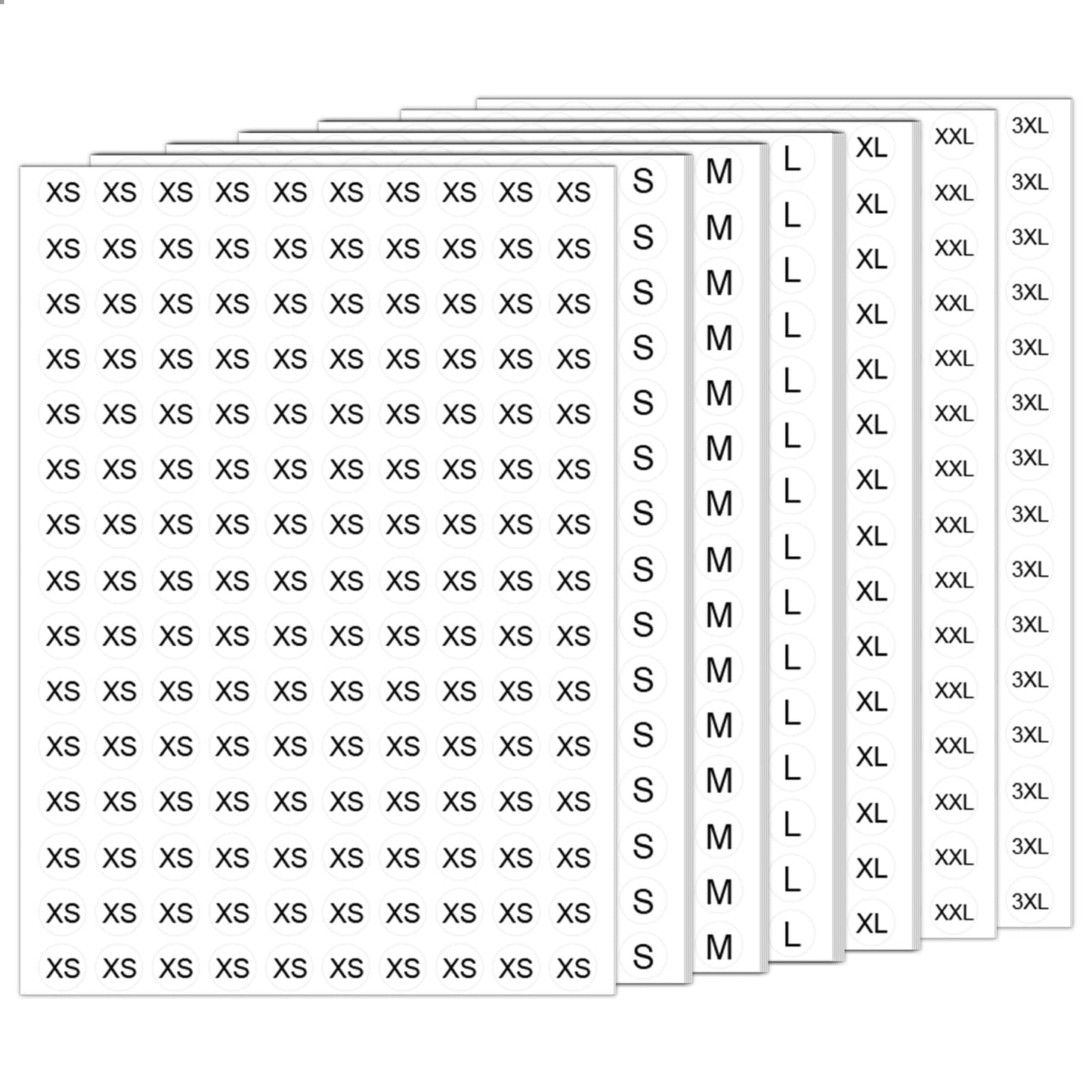Wmiwulien Clothing Size Stickers Sheets, 4200 Pcs 1/2 Inch XS-XXXL