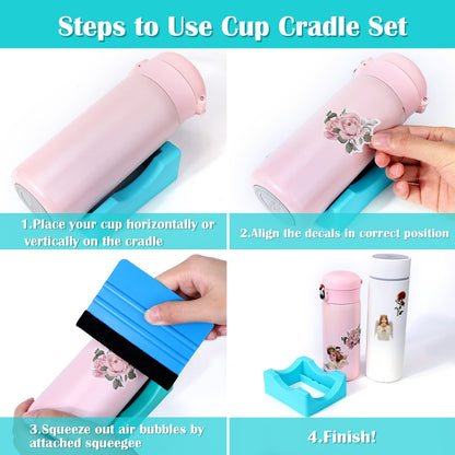 Mity rain Cup Cradle for Tumblers with Squeegee Use to Apply UV DTF Decal