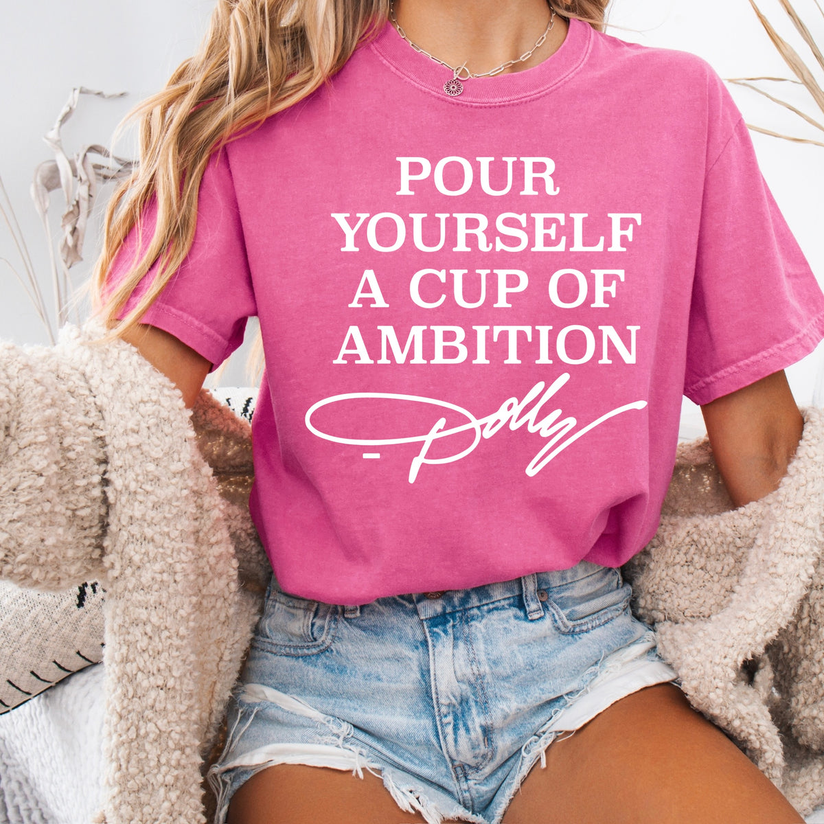 pour yourself a cup of ambition screen print transfer