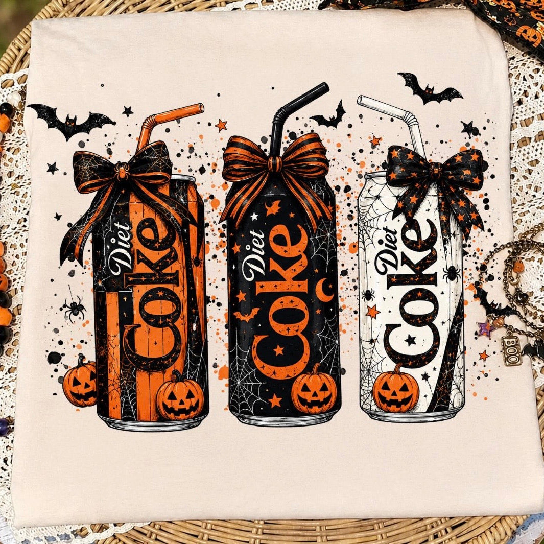 halloween diet cokes clear film screen print
