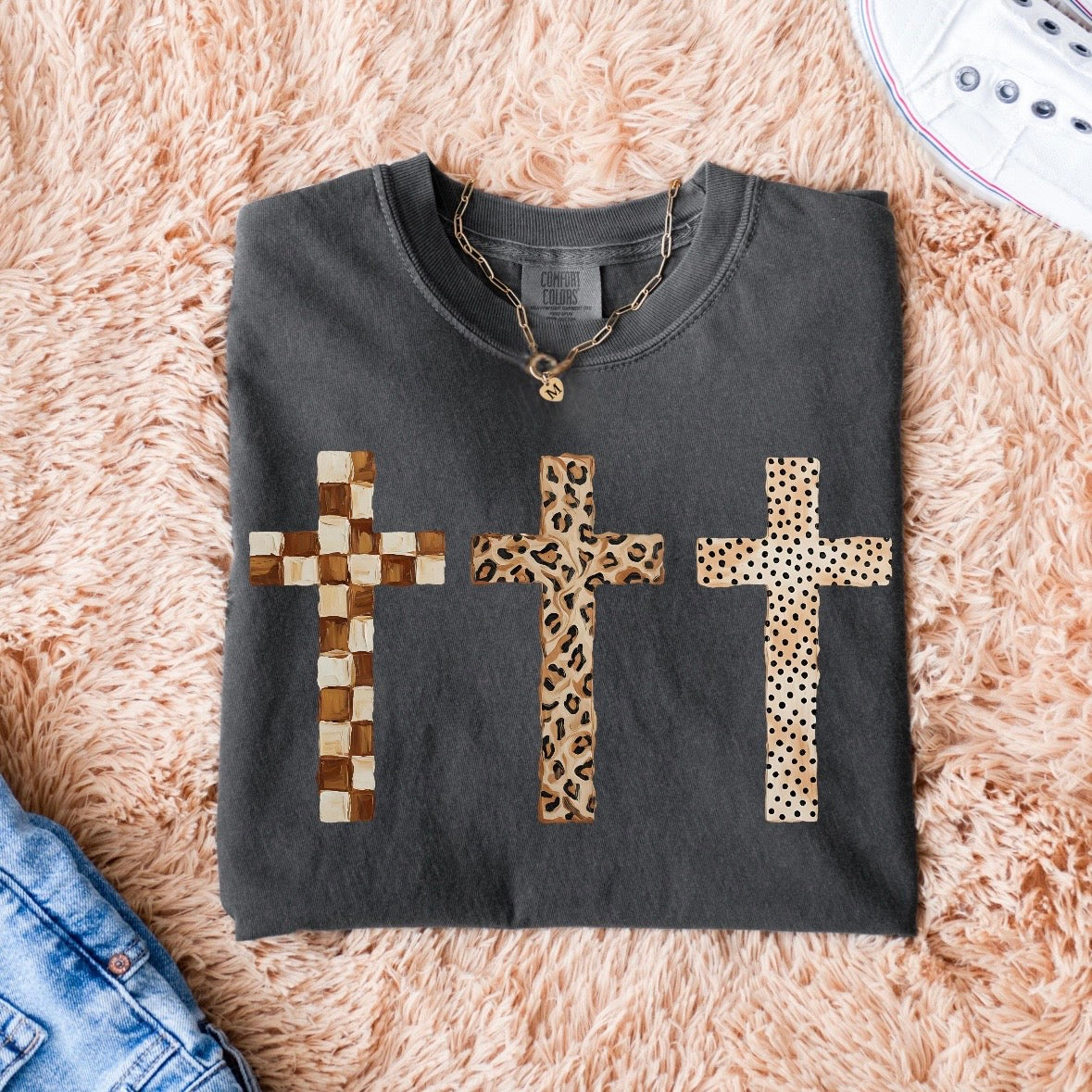 crosses mixed pattern clear film screen print