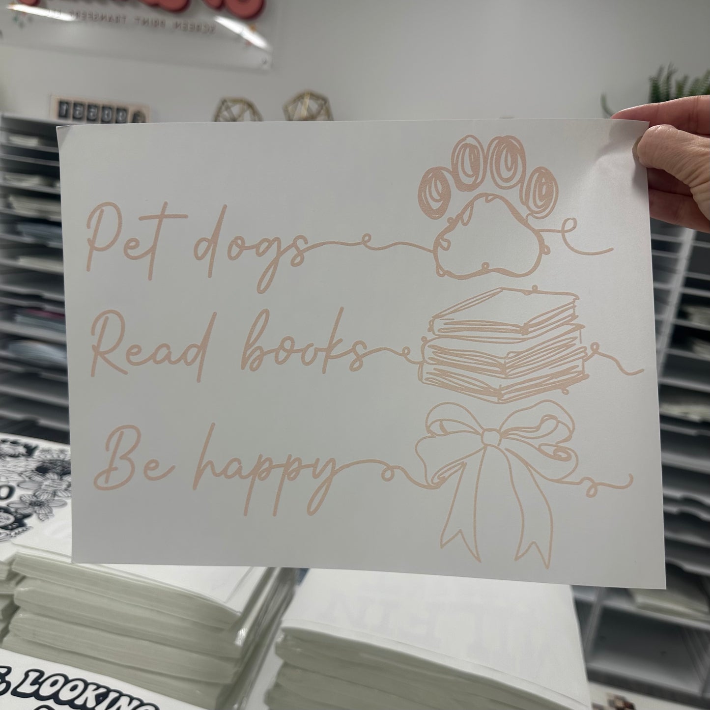 pet dogs read books screen print transfer•