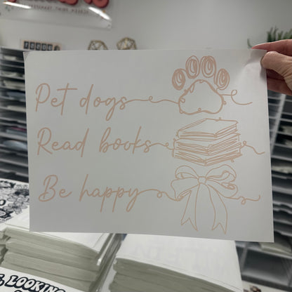pet dogs read books screen print transfer•