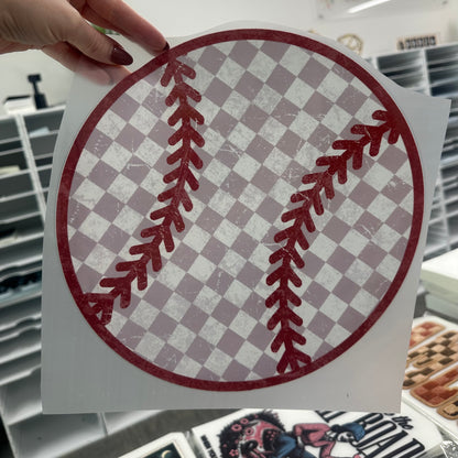 Grunge Baseball clear film screen print