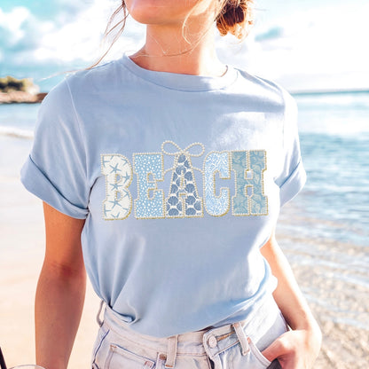 blue coquette beach clear film screen print