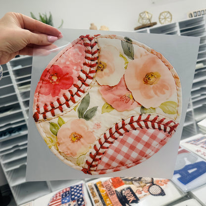 quilted baseball clear film screen print