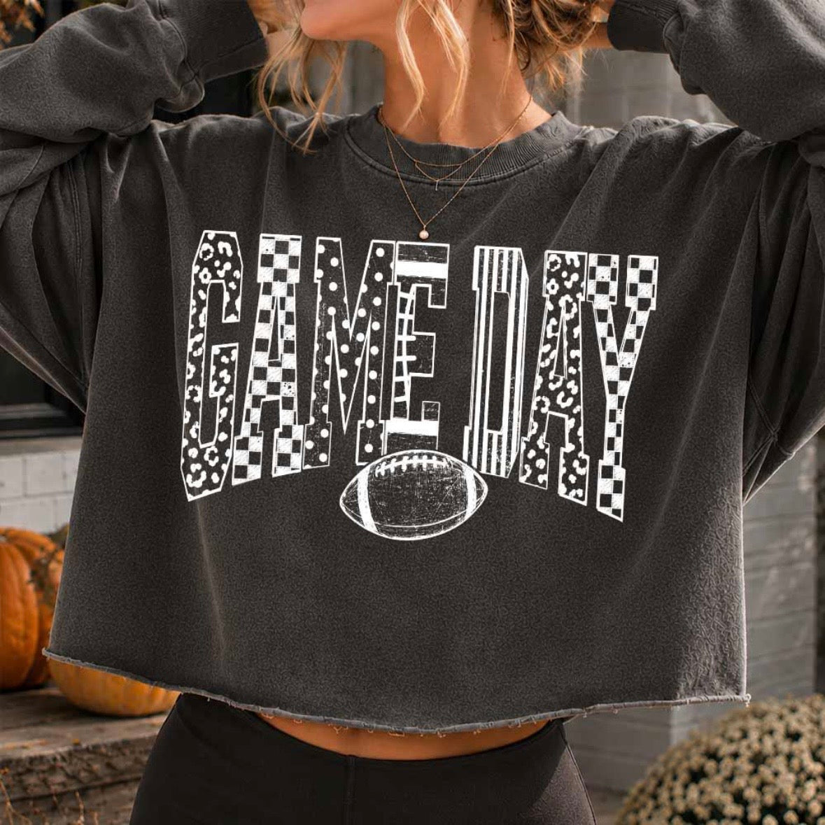 game day mixed pattern screen print transfer