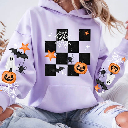 Halloween checker + sleeves clear film screen print