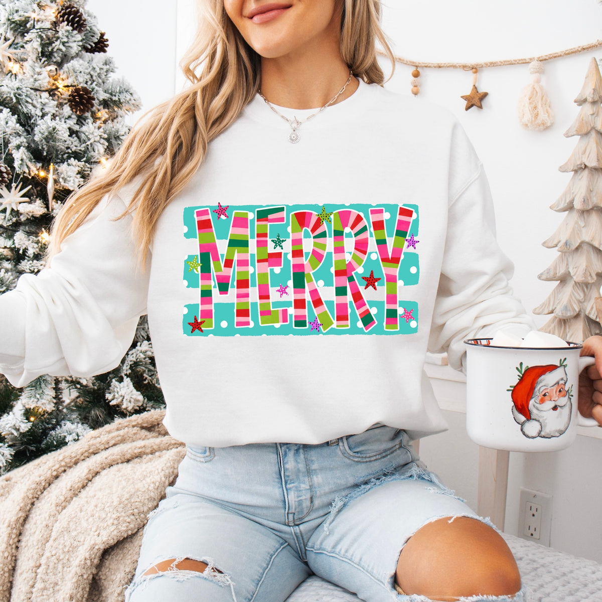 whimsy MERRY clear film screen print