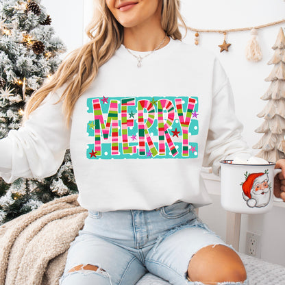 whimsy MERRY clear film screen print